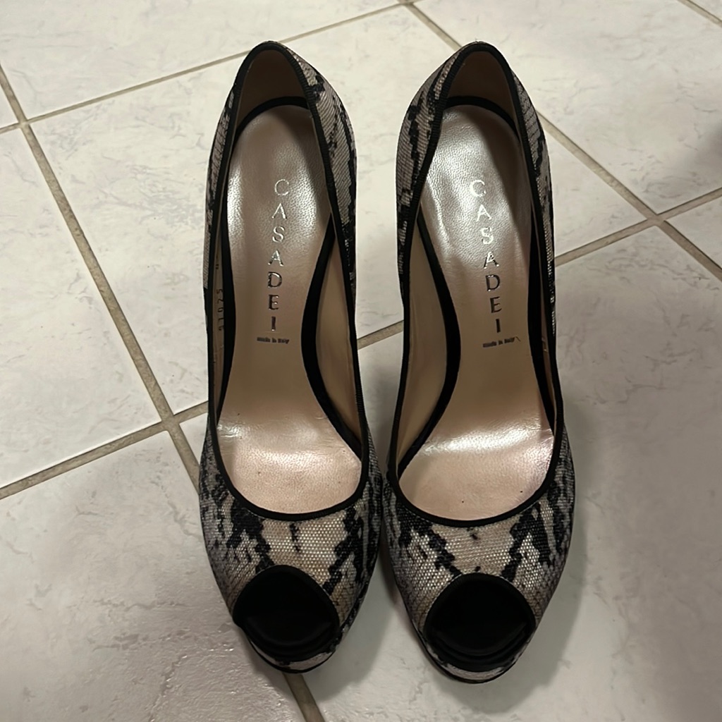 Platform Casadei Snake Print Heels, Size 7